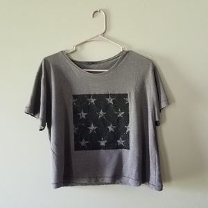 Zara Basic Beaded Star Crop Top Size Medium